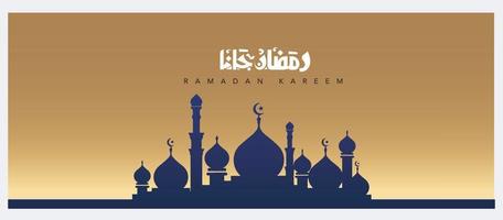 Ramadan kareem Islamitisch typografie ontwerp halve maan Arabisch patroon vector illustratie blauw en goud kleur