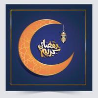 Ramadan kareem Islamitisch typografie ontwerp halve maan Arabisch patroon vector illustratie blauw en goud kleur