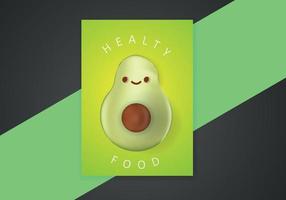 avocado karakter gezond voedsel poster sjabloon. fruit en groente schattig en realistisch icoon vector