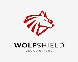 wolf wolven hond beest wild gezicht hoofd schild veiligheid veilig bewaker bescherming modern vector logo ontwerp