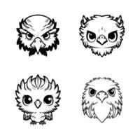 een verzameling reeks van schattig anime adelaar hoofd logo ontwerpen, met divers hand- getrokken lijn kunst illustraties perfect voor ieder creatief project vector