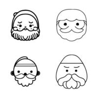 aanbiddelijk hand- getrokken kawaii de kerstman claus hoofd verzameling set, met schattig en charmant lijn kunst illustraties perfect voor de vakantie seizoen vector