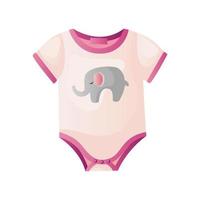 schattig roze baby bodysuit met olifant. kind rompertje, singlet kleren. baby douche uitnodiging. zijn een meisje. Hallo baby viering, vakantie, evenement. banier, folder. tekenfilm vector
