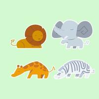 schattig wild dieren reeks inclusief leeuw, zebra, giraffe, en olifant. safari oerwoud dieren vector. bos- dier illustratie. vector