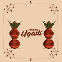 happy gudi padwa traditionele kalash vector