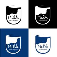 kop van melk logo set. vers zuivel Product. vector