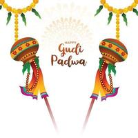 gudhi padwa voorjaar festival voor traditioneel kaart illustratie achtergrond vector