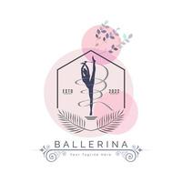 ballerina dans in ballet beweging dans stijl logo sjabloon ontwerp vector voor merk of bedrijf en andere