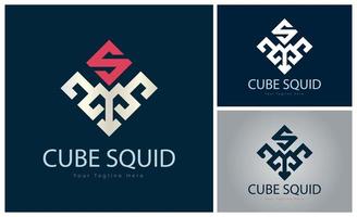 kubus inktvis brief s modern logo sjabloon ontwerp vector voor merk of bedrijf en andere
