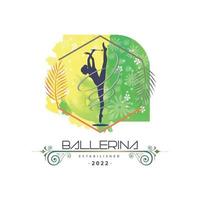 ballerina dans in ballet beweging dans stijl waterverf logo sjabloon ontwerp vector voor merk of bedrijf en andere