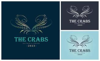 de krabben schoonschrift stijl luxe monogram logo sjabloon ontwerp voor merk of bedrijf en andere vector