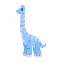 tekenfilm een groot blauw dinosaurus met een lang nek. vector