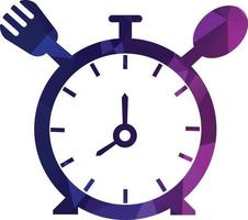 eten tijd vector logo sjabloon. deze logo met klok, lepel en vork symbool. geschikt voor huis, restaurant, Koken, gezond.
