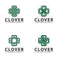 vier blad Klaver sier- logo sjabloon illustratie ontwerp. vector