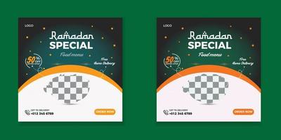 Ramadan speciaal voedsel sociaal media post sjabloon. vector