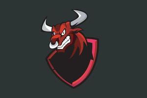 rood stier tekenfilm mascotte logo vector