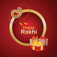 Indiase festival raksha bandhan achtergrond met creatieve geschenken en rakhi vector