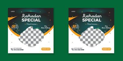 Ramadan speciaal voedsel sociaal media post sjabloon. vector