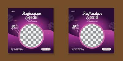 Ramadan speciaal voedsel sociaal media post sjabloon. vector