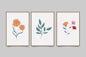 hand- getrokken bloem en blad muur kunst verzameling vector