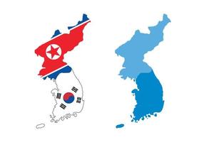 noorden Korea en zuiden Korea land kaart en vlag, vector illustratie.