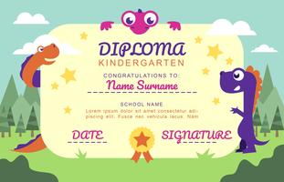 Kleuterschool Diploma Cartoon dinosaurussen plezier sjabloon Vector