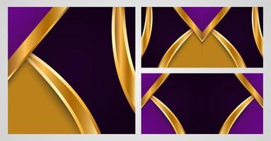 gouden luxe achtergrond reeks Aan donker overlappen paars kleuren. modern ontwerp vector illustratie.