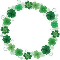 st. patrick's day vector bloemen krans. rond frame van klaverblaadjes. volumetrische loofkrans