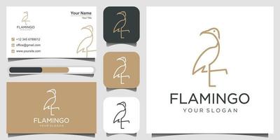 flamingo lijn logo ontwerp. logo ontwerp, 3 favorieten en bedrijf kaart premie vector. vector