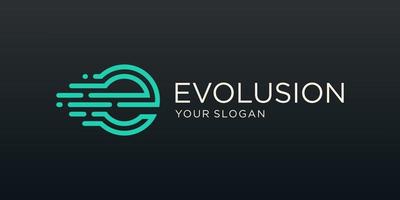 brief e beweging logo ontwerp. symbool evolutie voor technologie digitaal. vector