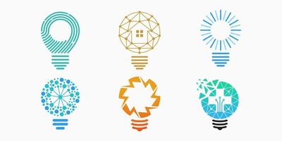 creatief lamp lamp logo icoon set. licht vector illustratie