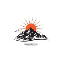 berg met zon creatief monogram logo vector