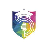 afstuderen podcast logo icoon symbool ontwerp. onderwijs podcast logo concept. vector