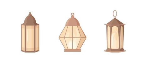 Ramadan kareem lantaarn reeks in Islamitisch stijl. vector licht lamp