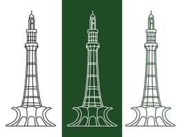 23e van maart Pakistan dag viering vector illustratie - vector toren van Pakistan monument silhouet reeks