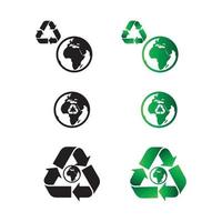 reeks van zes aarde recycling pictogrammen geïsoleerd Aan wit achtergrond vector