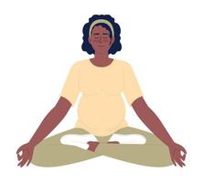 kalmte zwanger vrouw zittend in yoga houding semi vlak kleur vector karakter. bewerkbare figuur. vol lichaam persoon Aan wit. gemakkelijk tekenfilm stijl plek illustratie voor web grafisch ontwerp en animatie