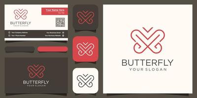 vlinder logo meetkundig ontwerp abstract vector sjabloon lineair stijl icoon