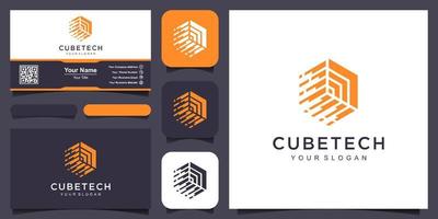 uitdrukken doos of kubus logo ontwerp. logo voor levering, logistiek of Verzending Diensten vector