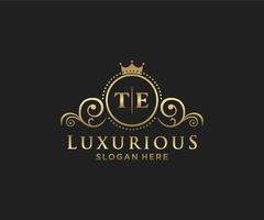 eerste te brief Koninklijk luxe logo sjabloon in vector kunst voor restaurant, royalty, boetiek, cafe, hotel, heraldisch, sieraden, mode en andere vector illustratie.t