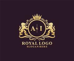 eerste ai brief leeuw Koninklijk luxe logo sjabloon in vector kunst voor restaurant, royalty, boetiek, cafe, hotel, heraldisch, sieraden, mode en andere vector illustratie.