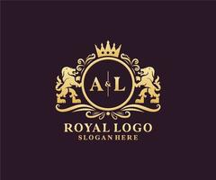 eerste al brief leeuw Koninklijk luxe logo sjabloon in vector kunst voor restaurant, royalty, boetiek, cafe, hotel, heraldisch, sieraden, mode en andere vector illustratie.