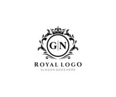 eerste gn brief luxueus merk logo sjabloon, voor restaurant, royalty, boetiek, cafe, hotel, heraldisch, sieraden, mode en andere vector illustratie.