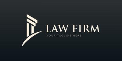 gerechtigheid wet logo ontwerp sjabloon. advocaat logo met pijler en ster vorm illustratie vector