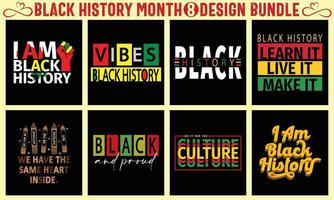 zwart geschiedenis maand t overhemd ontwerp bundel. reeks van zwart geschiedenis maand t-shirt ontwerp bundel vector