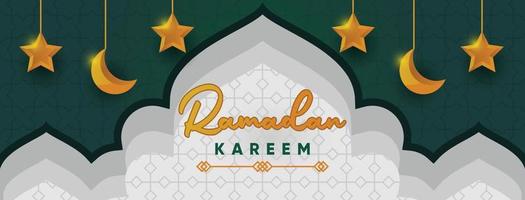 Ramadan kareem moskee smaragd achtergrond vector