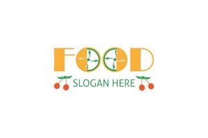 gezond voedsel logo sjabloon. restaurant logo. snel voedsel logo. biologisch voedsel vector ontwerp. vork, lepel, en bladeren logotype