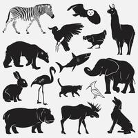 dieren silhouetten vector sjablonen ontwerpset