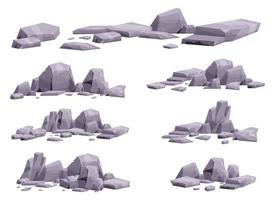 tekenfilm stenen verzameling geïsoleerd Aan wit. stukken van berg rots en woestijn stenen vector illustratie