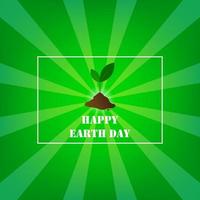 gelukkig aarde dag met boom, groen bladeren en bodem Aan groen zonnestraal achtergrond. vector